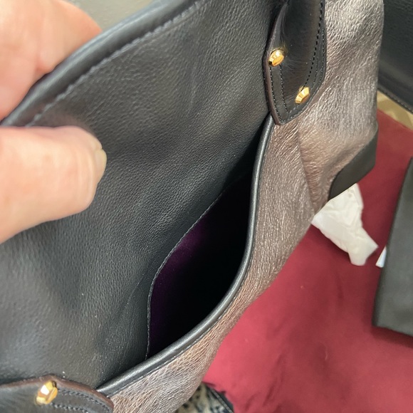 B MAKOWSKY LUXURY LEATHER CLASSICS Handbag Pewter Black New Never Used With Tags - Picture 13 of 15